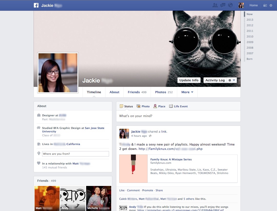 Facebook profile page (2013)